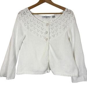 Eight Eight Eight White Knit 3/4 Sleeve Cardigan Sweater Size: Small